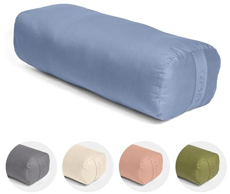 Vedara® Yoga Bolster AKAMA – Yogakissen mit Kapokfüllung für Yin Yoga – Rechteckig – Waschbarer Bezug aus 100% robuster Baumwolle – Großes Yogakissen für Restorative Yoga