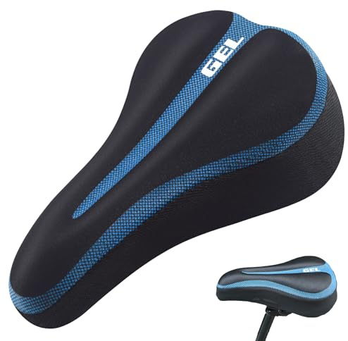 Bike Seat Cushion Bike Seat Cover with Thickened Silicone Soft and Comfortable Bike Seat Cushion Cover, Breathable and Shock-Absorbing, Bike Gel Seat Cover for Mountain Bike Road Bike Seat (Blue)