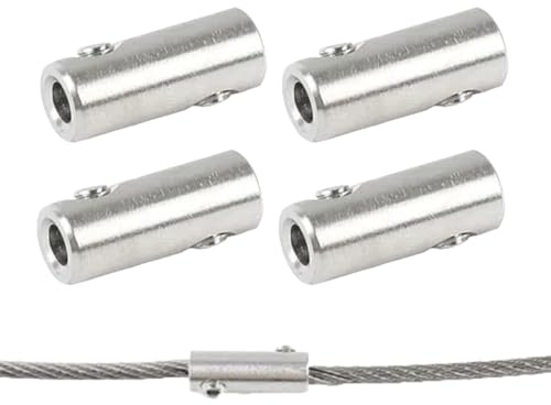Edelstahl-Drahtseile (4er-Pack) mit Kausche, Kabelklemme und Endschrauben-Stopper
