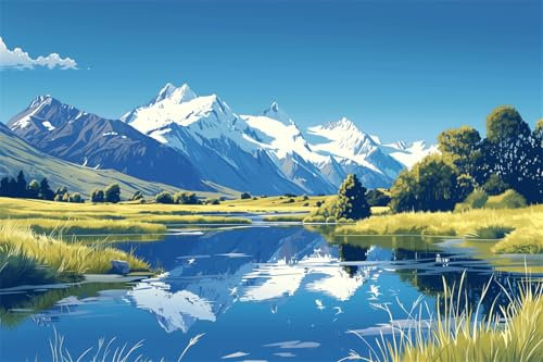 Malen Nach Zahlen Erwachsene Schneeberg Malen Nach Zahlen Landschaft Paint by Numbers Anfänger kinder,DIY Handgemalt Ölgemälde Leinwand Kits mit Acrylfarben Bastelset,Home Deko,Frauen Geschenk 60x80cm