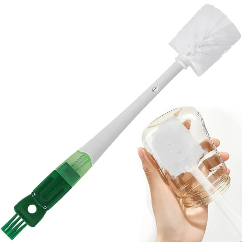 Gaodeding 5 in 1 Multifunctional and Etachable Long Handle Bottle Brush, Cleaning Brush for Water Bottle, Glassware (Green, Standard Version)