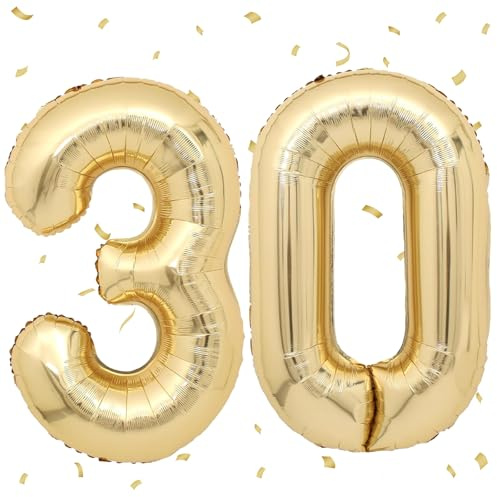 Ballons 30 Or Clai,101cm Foil Ballons Chiffre 30 Or, Grands Ballon Numéro 30,Décoration 30 ans pour Femme Homme Anniversaires Fête Deco