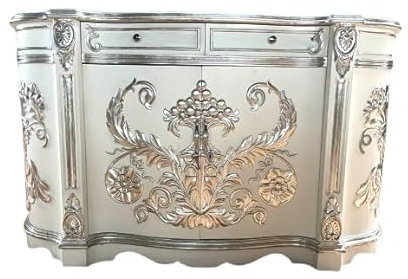 CasAmin Home & Living Enorme armadio in legno in stile barocco rococò bianco smeraldo per la decorazione di interni o come vetrina nel negozio commerciale.