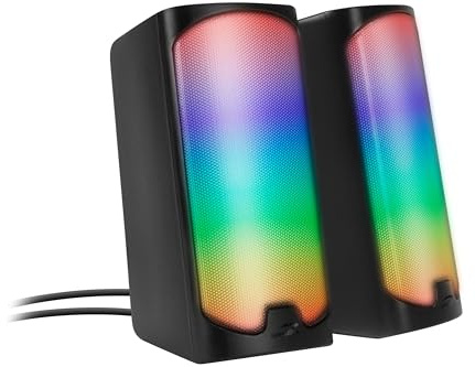 Speedlink Tonos Gaming PC Speaker RGB Bluetooth - Gaming RGB Högtalare PC, 3,5 mm jack eller Bluetooth-anslutning, 12W, PC Högtalare aktiv med olika ljuslägen Belysningslägen, svart