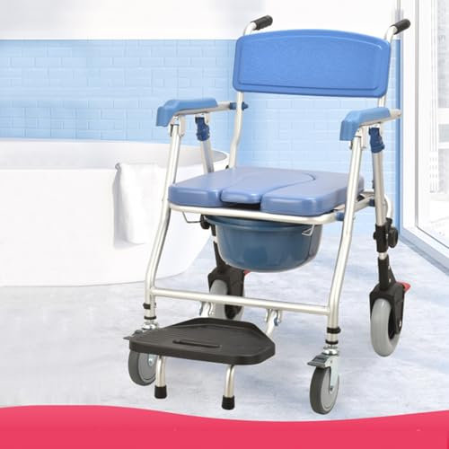 4-in-1 Bedside Commode Chair, Shower Chair with Wheels, Shower Wheelchair for Inside Shower, Rolling Shower Chair, Toilet Chair for Elderly, Patient, Disabled150 Kg Weight Capacity