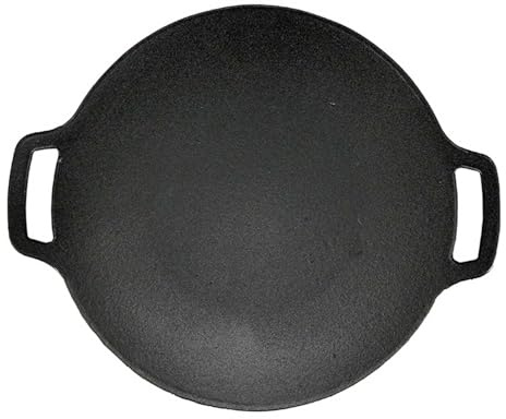 Poêle à barbecue coréenne – Poêle à griller ronde sans fumée, poêle à griller de style coréen | de cuisson antiadhésive pour barbecue, poêle à griller en fonte pour grillades intérieures et ext