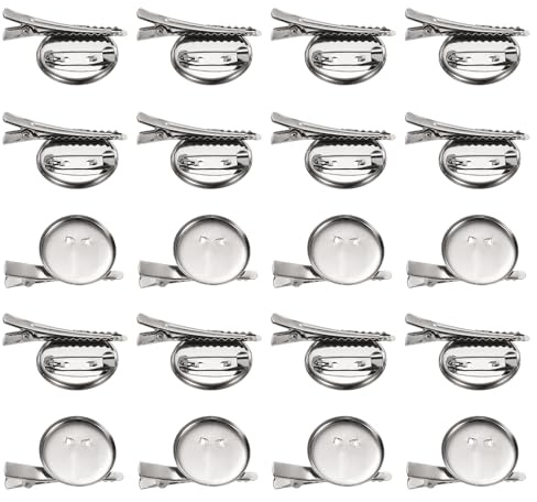 QUARKZMAN 20 st runda ihåliga broche med klämmor alligator och metallstift stift klämma skivklämma corsage brosch bas ID-kort namn gör-det-själv etiketter (30 mm/1,2 tum)