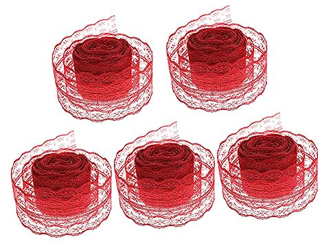 VILLCASE 5 Stück 4 5 Cm Breites Spitzenband Zum Verpacken Von Schachteln Basteln Und Blumenarrangements
