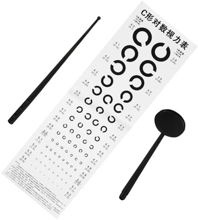 CHILDWEET Visuelles Testdiagramm Sehtafel Satz Pvc Mit Teleskopstange Und Augenverschluss Standardgröße c Typ Für Sehschärfemessung 3,8–5m Geeignet Für Schule Und Zuhause