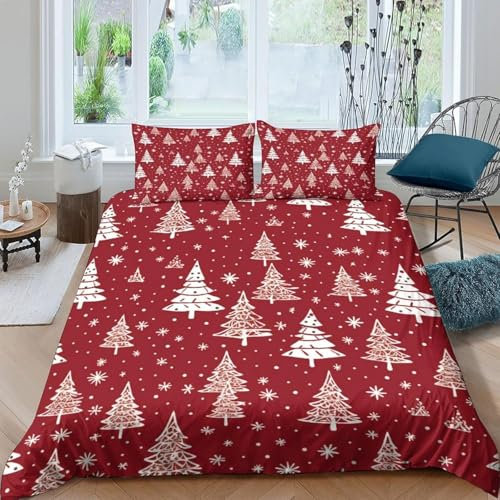 Weihnachten 3D Gedruckt Bettwäsche Sets 3 Teilig Bettbezug-Sets Mit 2Kissenbezügen Soft Microfaser Luxus Modern Mit Reißverschluss Für Erwachsene Und Kinder 155X220 cm - Pflegeleicht -41488715926