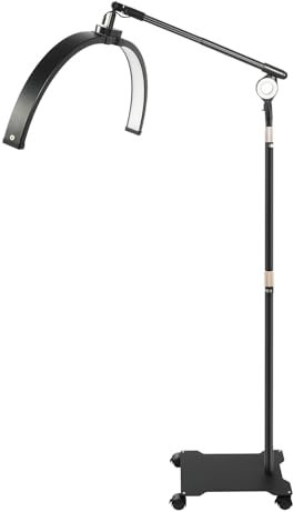 45W 28-Zoll Bewegliche Struktur Stehend Halbmond-LED-Lampe mit 7-Stufen Farbtemperatur 10-Stufen Helligkeit Wimpernverlängerung lampe für Kosmetikerinnen tragbarer Beleuchtung Lese oder Arbeitsleuchte