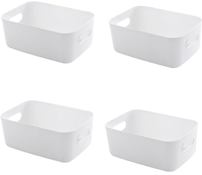 Cestino Portaoggetti Plastica,4 Pezzi Cestini Portaoggetti,Organizer Per L'Organizzazione Della Cucina/Armadio/Ufficio/Scuola E Casa