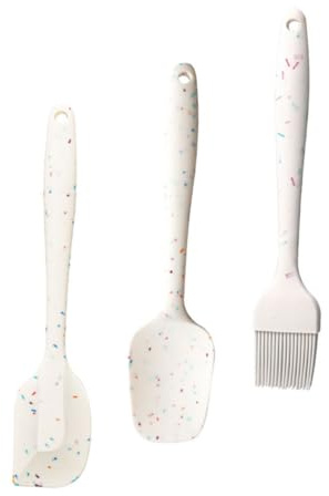 Juego de Pincel de Aceite y Espátula de Silicona 1 Set | Acero Inoxidable, Color Blanco, Mango Largo Resistente al Calor, para Hogar y Panadería