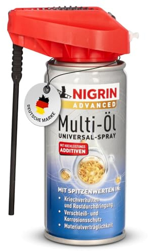 NIGRIN Advanced Multi-Öl, Multifunktionsöl, herausragende Schmierwirkung und Kriecheigenschaft, Verschleiß- und Korrosionsschutz, reinigt Kuststoff und Metall, 100 ml