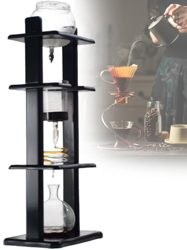 Drmoxin Cafetera de Goteo de Vidrio, cafetera de Goteo de Vidrio para Preparar café Helado, gotero Ajustable, Torre de café de café frío de Gran Capacidad de 1000 ml para el hogar y la Oficina