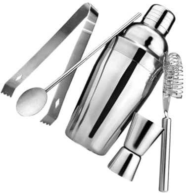 TOPPERFUN 5stücke Cocktail Shaker Edelstahl Mit Seitenteilen Und Messbecher Für Mixen Von Cocktails Und Mojitos Set Mit Rührstäben Und Löffeln Für Barkeeper Zubehör
