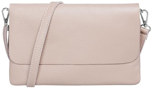 Caspar Elegante Leder Clutch Damen Umhängetasche Abendtasche mit verstellbarem Schultergurt - CLASSIC LINE - Modell No.835 - Made in Italy