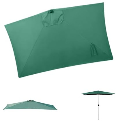 Toile de rechange demi-rectangulaire pour parasol de terrasse, 5 baleines - Toile de rechange pour parasol de marché d'extérieur (vert, 2,5 x 1,2 m)