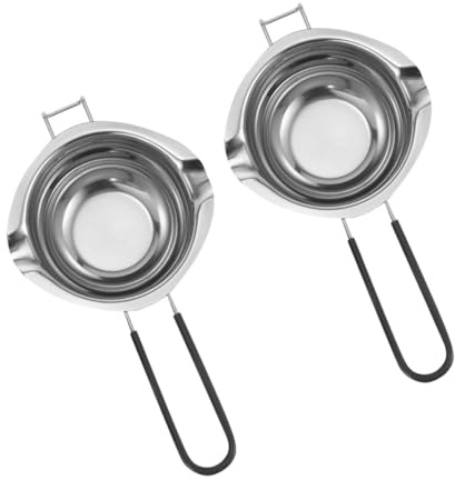 STOBAZA 2 Piezas Ollas para Derretir Chocolate y Mantequilla de Acero Inoxidable Mango de Silicona Resistente al Calor Accesorio de Cocina para Hornear y Fundir Queso Fácil de Limpiar y