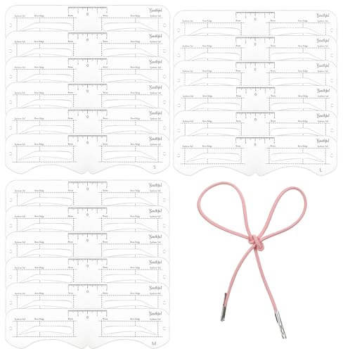18 PCS Reusable Eyebrow Stencil with 3 Elastic Band, Soft Washable Eyebrow Templates DIY Eyebrows Stencils Template Kit for Beginners Grooming and Drawing Brows, 3 Minutes Makeup