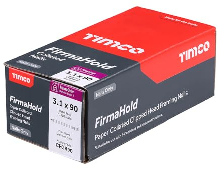 Firmahold Gun Nails Without Gas Framing fit Paslode IM350 + 50mm 63mm 75mm 90mm (Galvanised, 3.1x90-1100pcs)