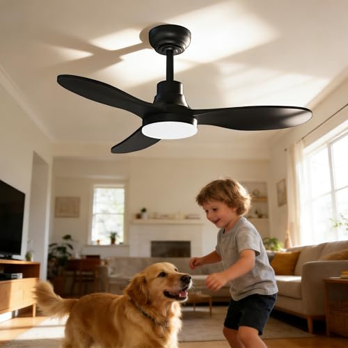 Maxled, Light is Led! 91cm Ventilador de Techo con Luz y Mando a Distancia Reversibles 3 Palas Negro LED Lámpara Ventilador Techo Silencioso con Memoria 6 Velocidades Temporizador CCT Motor DC