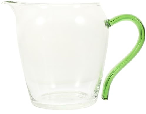 ANDRESLAD Dispensador de Salsa de Vidrio Resistente 350 Ml Taza de Té de Vidrio Asa Verde Salsera Reutilizable para Aderezos y Salsas Adecuado para Cocina y Restaurante