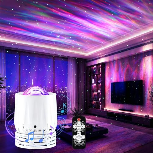 Northern Galaxy Light Aurora Projector,33 Light Effects Night Lights LED | Star Projector for Bedroom with Remote Control,White Noise,Bluetooth Speaker for Bedroom,Party,Holiday Decoration