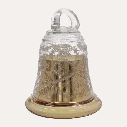 Keyhomestore | Candela Campana Gold in Vetro H25x18 con Scatola
