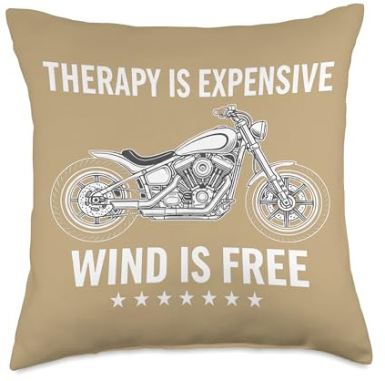 Therapy is Expensive Wind is Free Motorcycle Rider Throw Pillow