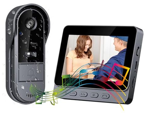Sonnette Sans Fil Avec Caméra Surveillance, Visiophone Sans Fil Longue Portée, Interphone Vidéo Extérieur Étanche IP65, Sonnette 4,3’’ Écran USB, 800mah Batterie 800-900 Appels, Vision Nocturne
