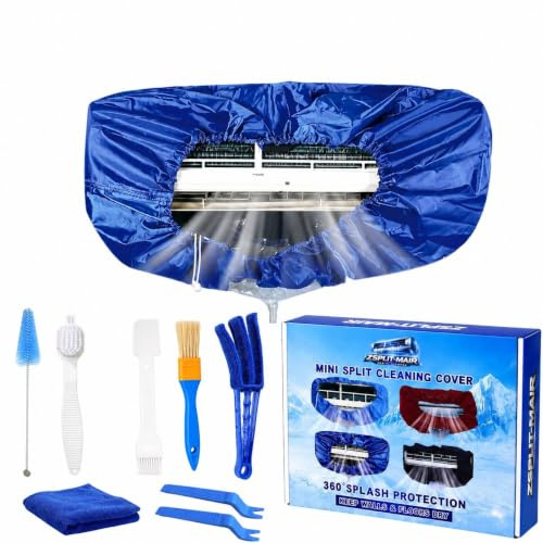 ZSPLIT-MAIR Kit de nettoyage climatisation 360° professionnel pour climatiseur split et mural, housse de nettoyage avec accessoires pour un nettoyage maison facile (Bleu Foncé, M)