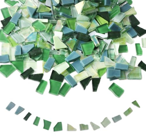1 kg glas mosaikstenar för pyssel mosaikkakel mosaik glasplattor (grön)