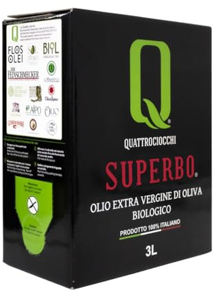 Olio Extra Vergine di Oliva Superbo 100% Moraiolo Biologico Quattrociocchi Bag in Box 3 lt