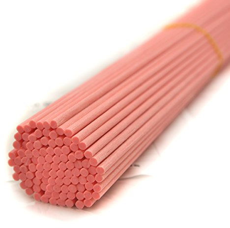 Ougual 100 pezzi Bastoni di ricambio per diffusore a fibre per profumo fragranza (30cm*3mm, Rosa)