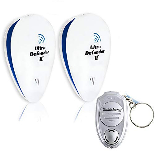 Ultrasonic Pest Repeller, 2 Pack Electronic Plug In, Plus Free Personal Mobile Device, Latest Model, Non Toxic, Eco-Friendly, Repellent For Spiders, Flies, Mosquitoes, Mice, Rats, Ants, Wasps, Bugs