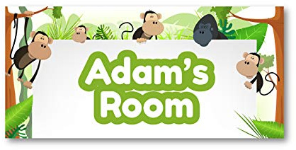 YouPersonalise Children's Personalised Name Bedroom Door Signs *Monkeys*