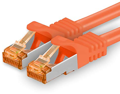1aTTack.de 1x 1m Orange - Câble Réseau Ethernet Cat7 Cat 7 10 GB/s SFTP - RJ45 Ethernet LAN DSL Routeur Modem