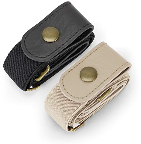 JasGood 2 Pack Schnallenfrei Elastischer Gürtel für Damen oder Herren, Ohne Schnalle Keine Ausbuchtung Unsichtbare Gürtel