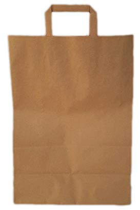 Lot de 50 sacs en papier recyclé Havane Eco avec poignée à rabat couleur marron naturel 45 + 15 x 49 cm Emballage alimentaire