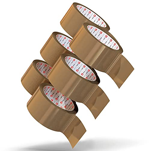 LILENO HOME Klebeband Braun 50mm x 66m [6 Rollen] leise abrollend | Paketklebeband Braun - Breites Packband als Packing Tape-Set - Braunes Paketband als Paket Klebeband