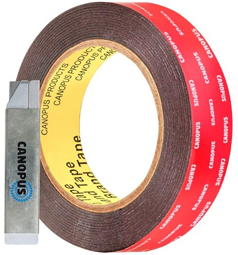 CANOPUS Double Sided Tape Heavy Duty, 25.4mm x 3m Waterproof Mounting and Automotive Tape, Ideal for Outdoor & Indoor Use, Number Plates