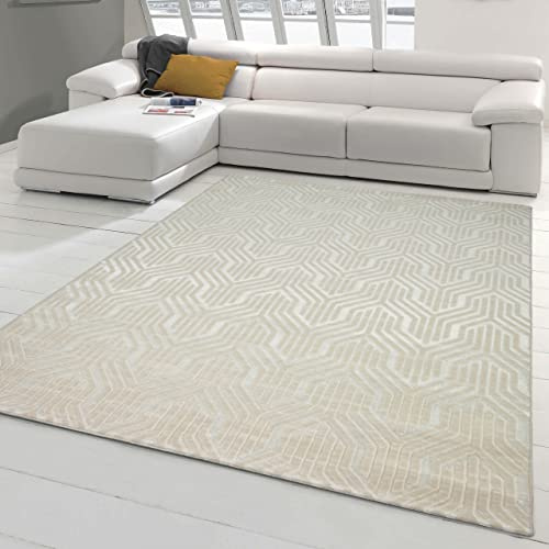 Teppich-Traum Kurzflor Teppich Orientalisches Muster Creme 160x230 cm | Pflegeleicht, schmutzabweisend, strapazierfähig, allergikerfreundlich, OEKO-TEX geprüft, fußbodenheizungsgeeignet, 8 mm Flor