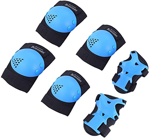 BOSONER Knieschoner Kinder Schoner Inliner Protektoren 6er Set Schützer Inliner Inline Skates Knie Und Ellenbogenschützer Schutzausrüstung Knieschützer Skateboard