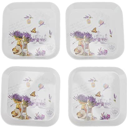 4PCS Creative Fruit Snack Plate, Appetizer Dinner Plates, Melamine Serving Cake Dessert Plates, Salad Plates Cheese Palte, Flat Spit Bone Tray for Hoem, Restaurant, Easy to Clean (Lavender)