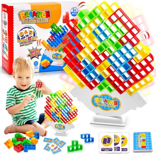 48PCS Tetra Tower, Tower Stack, Tetra Tower Balance Blocks, Juguete De Apilamiento De Equilibrio, Juego de Torre Tetra, Juego Educativo Montessori para NiñOs 3+ AñOs