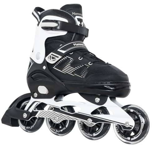 MammyGol Adult Inline Skates for Men Women, Roller Skates with Carbon Steel Bearings, TPR Brake, 3D Mesh, EVA Lining, PVC Upper | Adjustable Size for Better Fit for Beginner