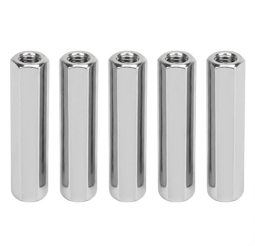 Tissting 5 Stück Langmutter M8 x 1,25 Innengewinde 13mm OD 60mm Lange | Langmuttern Sechskant Stangenmutter Verbindungsmuttern 304 Edelstahl Silber Kupplungsmutter Set für Ersatz Wartung
