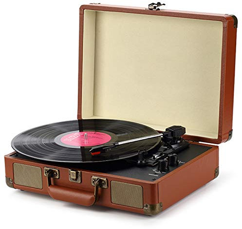 ROLTIN Tourne-Disque de Valise avec Haut-parleurs intégrés, Platine Vinyle Bluetooth à 3 Vitesses, Enregistrement 12/10/7 Pouces, Prise Casque, Lecteur Vinyle Gramophone