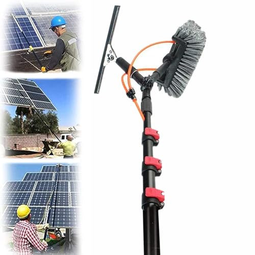 ROGHA Wassergespeiste Fensterputzstange, Wintergarten, Solarpanel-Verlängerung, ausziehbare, verlängerte Teleskopbürste, Rakelausrüstung, Schlauchgespeistes Kit,39FT/12M